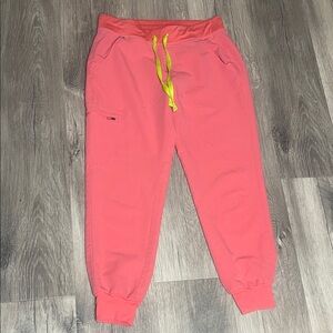 Figs Coral Jogger Pants with Neon Accents